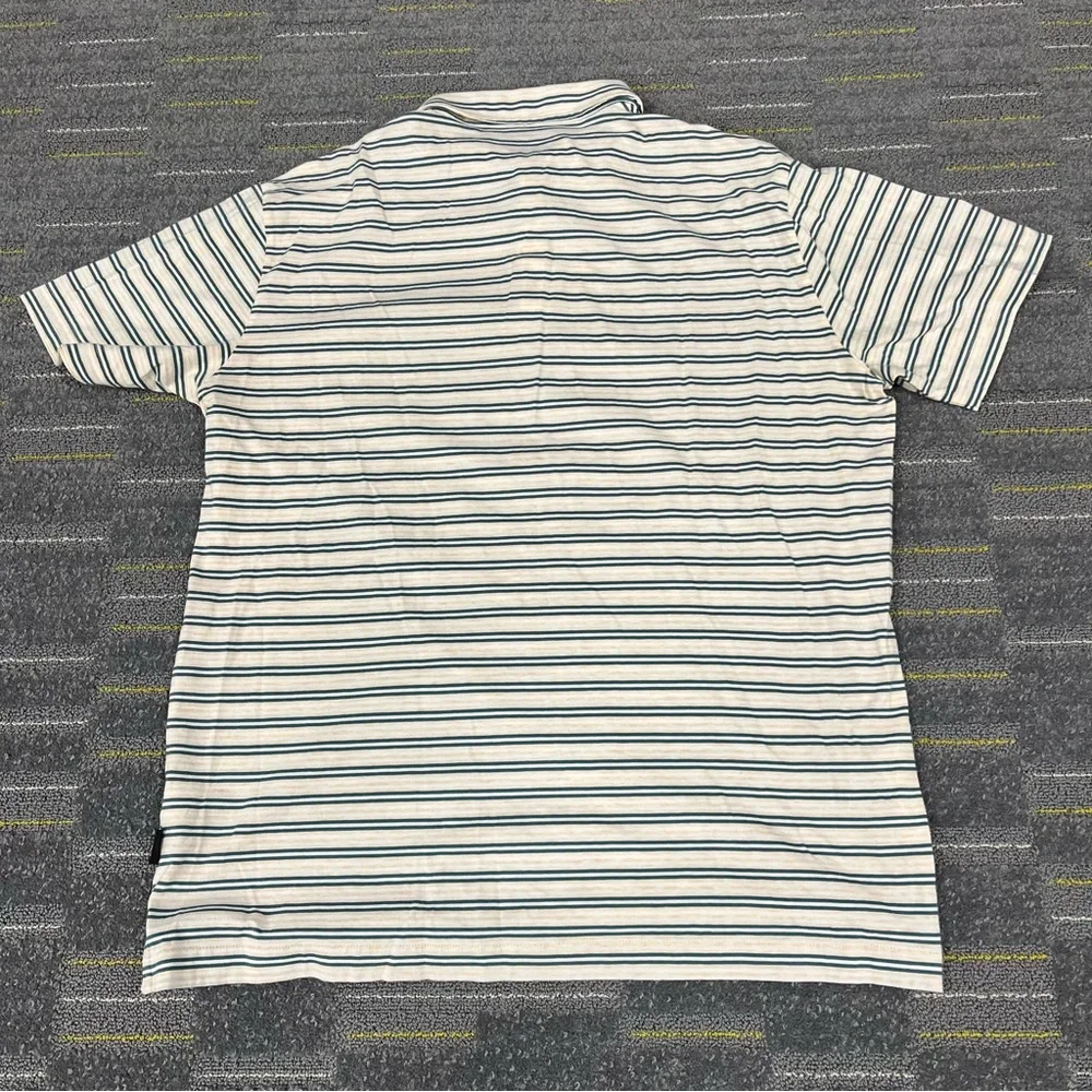Patagonia Men's Squeaky Clean Polo Size XL Tan Green Striped Preppy Cotton EUC - Picture 7 of 9